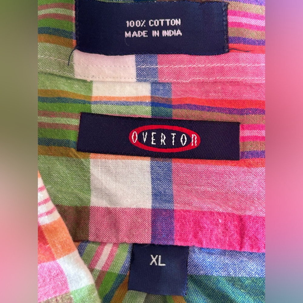 Overton Men’s Short Sleeve Plaid Button Down Shirt Sz XL - Picture 5 of 5